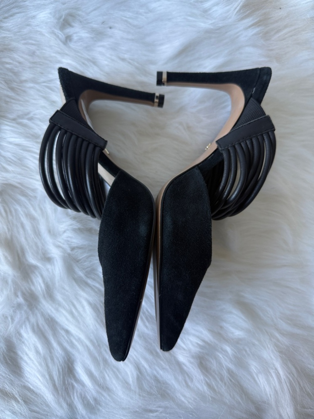 Kenneth Cole Black Pointed Toe Pumps with Wrapped Straps - Picture 3 of 6